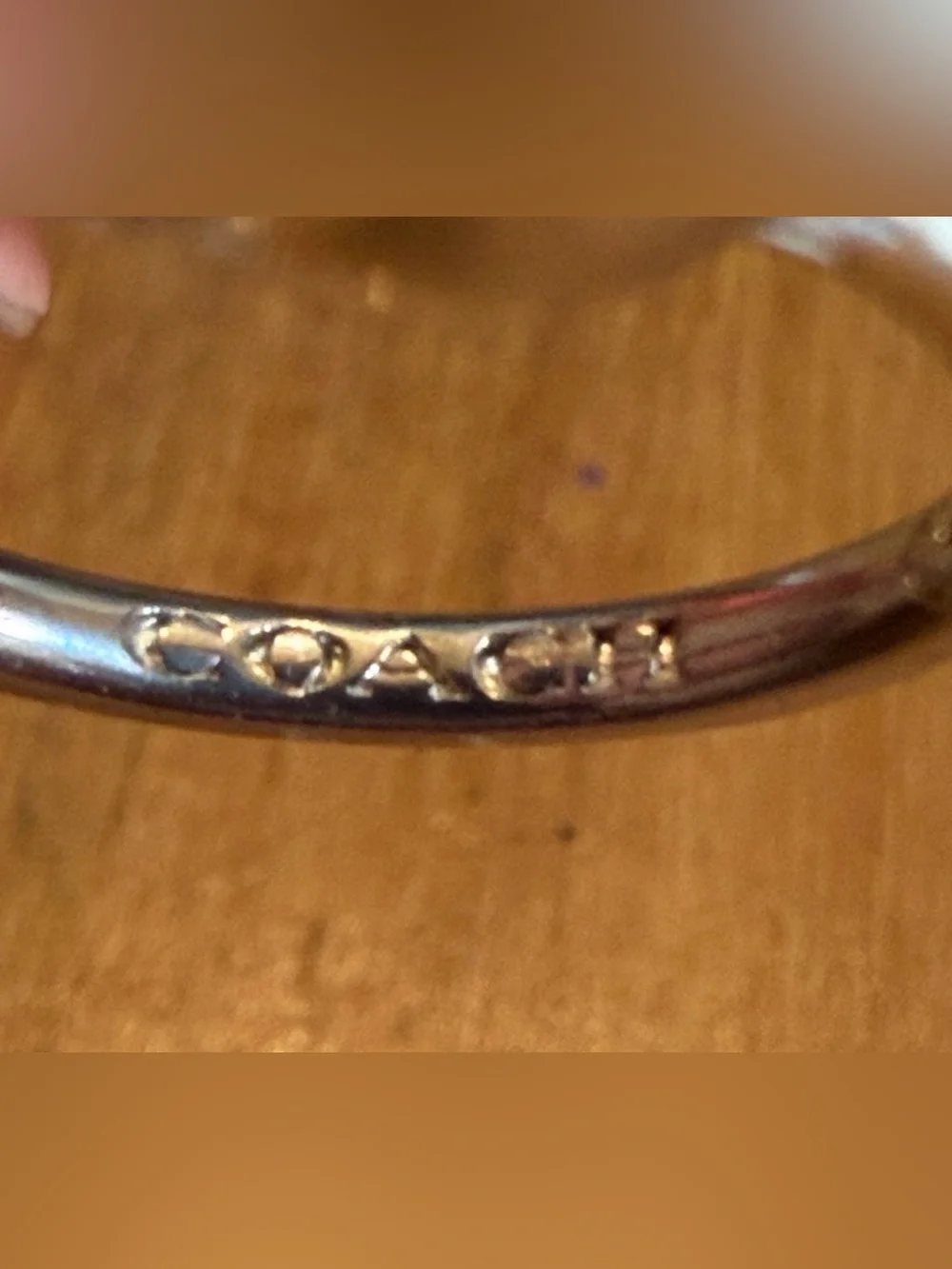 COACH Tea Rose/ Pearl/ Silver Stackable Ring Set/ 2 Rings/ Size 7 & Adjustable